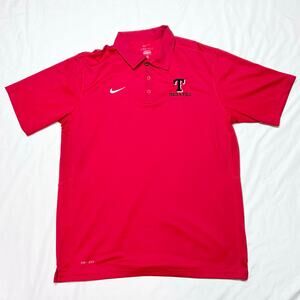 Nike Coaching Dri-Fit Polo Shirt Large Track Field Red 3-Button Short Sleeve